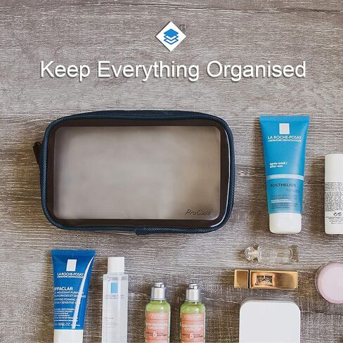 ProCase [2 Pack] TSA Approved Travel Toiletry Bag Pouch, Matte Clear Quart Size Bag Carry-On Airport Airline Compliant Bag Travel Makeup Cosmetic Bag for Toiletries Liquids Creams Cosmetics in Kuwait