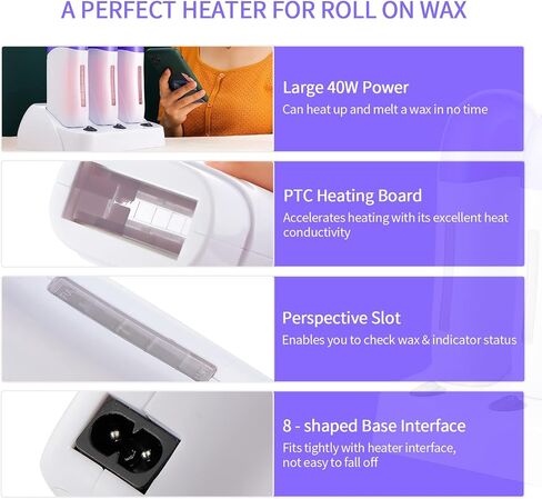 foreverLily Electric Wax Heater Triple Depilatory Roll Wax Warmer Waxing Warming Machine for Hair Removal Roll on Wax Heater for Men and Women in Saudi Arabia