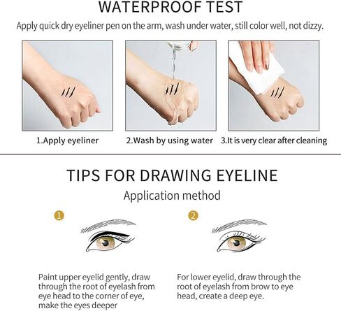 evpct 1Pcs Black Color Gel Glitter Eyeliner Pencils Set for Women Waterline Waterproof Smudge Proof lapiz de ojos delineador de ojos contra el agua Eye Liner Makeup,01# Black in Kuwait