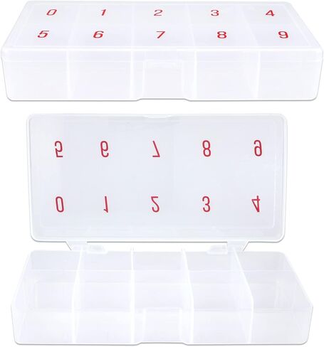 Beauticom USA Small Empty 10 Space Nail Art Tip Storage Organizer Box Case - Clear Color - For False Nail Tips, Vitamins, Accessories, 10 sections in Saudi Arabia