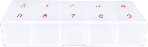Beauticom USA Small Empty 10 Space Nail Art Tip Storage Organizer Box Case - Clear Color - For False Nail Tips, Vitamins, Accessories, 10 sections in Saudi Arabia