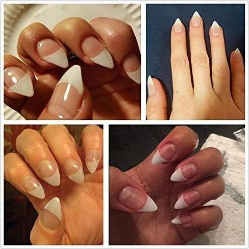 Ejiubas Short Stiletto Nails French Nail Tips 600pcs Professional Artificial Fake Nail Tips False Nails Acrylic Nail Tips Clear Christmas Nails in Saudi Arabia