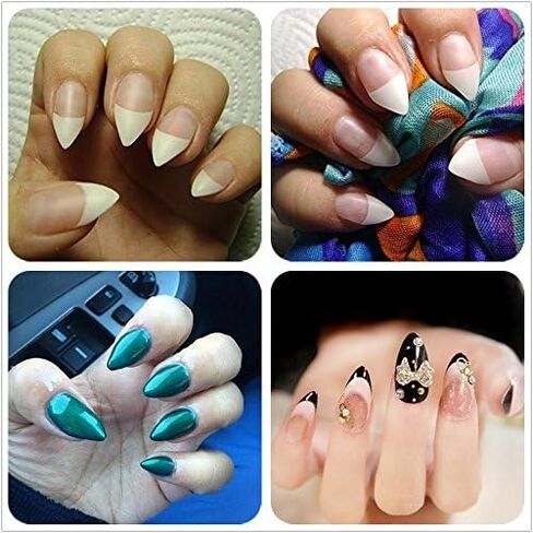 Ejiubas Short Stiletto Nails French Nail Tips 600pcs Professional Artificial Fake Nail Tips False Nails Acrylic Nail Tips Clear Christmas Nails in Saudi Arabia
