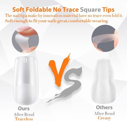 UNA GELLA Short Square Gel Nail Tips Full Matte 216 pcs Square Fake Nails Square Press on Nails Pre-shape Full Cover Acrylic Square Nails French False Nails 12 Sizes Soft Gel Tips in Saudi Arabia