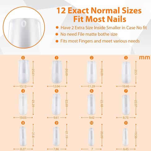 UNA GELLA Short Square Gel Nail Tips Full Matte 216 pcs Square Fake Nails Square Press on Nails Pre-shape Full Cover Acrylic Square Nails French False Nails 12 Sizes Soft Gel Tips in Saudi Arabia