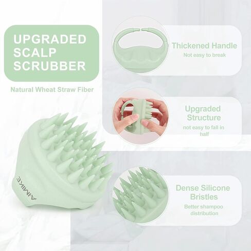 فرشاة شامبو لتدليك فروة الرأس من إيميك، منظف فروة الرأس لإزالة القشرة، فرشاة مقشر فروة الرأس مع السيليكون الناعم، مدلك فروة الرأس لنمو الشعر، فرشاة استحمام لفروة الرأس الجافة والرطبة، باللون الأخضر in Kuwait