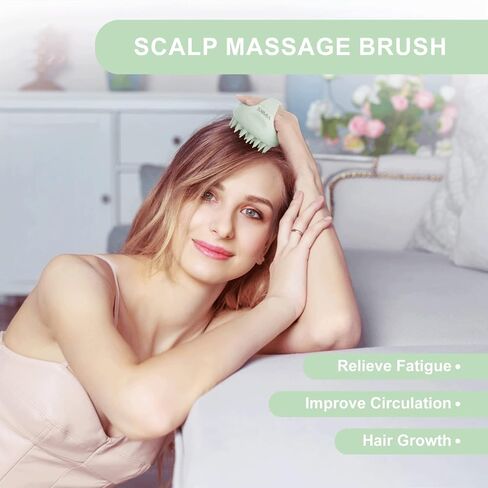فرشاة شامبو لتدليك فروة الرأس من إيميك، منظف فروة الرأس لإزالة القشرة، فرشاة مقشر فروة الرأس مع السيليكون الناعم، مدلك فروة الرأس لنمو الشعر، فرشاة استحمام لفروة الرأس الجافة والرطبة، باللون الأخضر in Kuwait