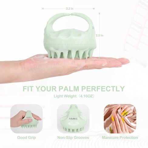 فرشاة شامبو لتدليك فروة الرأس من إيميك، منظف فروة الرأس لإزالة القشرة، فرشاة مقشر فروة الرأس مع السيليكون الناعم، مدلك فروة الرأس لنمو الشعر، فرشاة استحمام لفروة الرأس الجافة والرطبة، باللون الأخضر in Kuwait