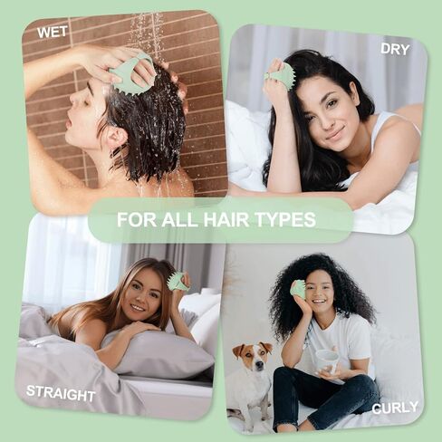 فرشاة شامبو لتدليك فروة الرأس من إيميك، منظف فروة الرأس لإزالة القشرة، فرشاة مقشر فروة الرأس مع السيليكون الناعم، مدلك فروة الرأس لنمو الشعر، فرشاة استحمام لفروة الرأس الجافة والرطبة، باللون الأخضر in Kuwait