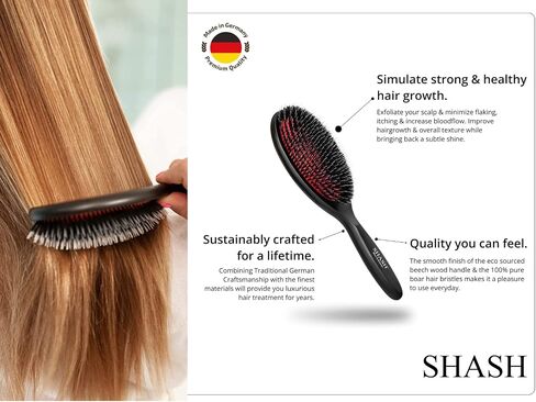 Since 1869 Hand Made In Germany - Nylon Boar Bristle Brush Suitable For Normal to Thick Hair - Gently Detangles, No Pulling or Split Ends - Softens and Improves Hair Texture, Stimulates Scalp (Small) in Saudi Arabia