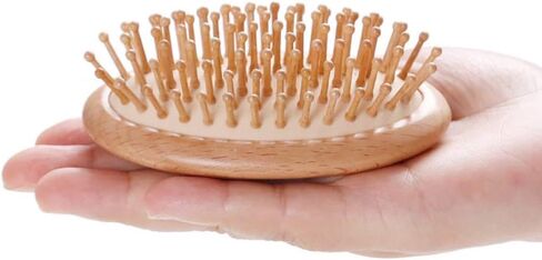Hair Pig Brush, Wood Bristle Hair Brushs, No Handle Design, Easily put in Your Carry-on Cosmetic Bag, Round Wood Pins Anti-Static Protect Scalp and Hair， Mini Hair Brush in Saudi Arabia
