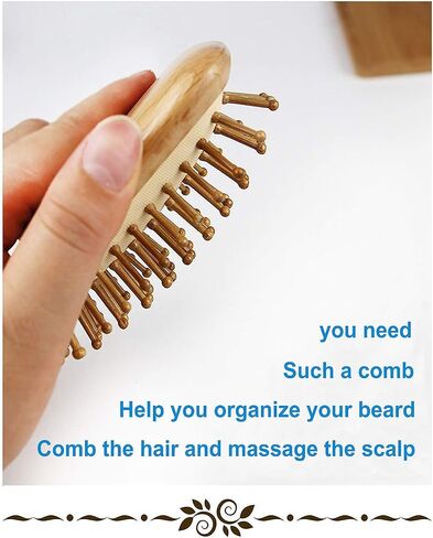 Hair Pig Brush, Wood Bristle Hair Brushs, No Handle Design, Easily put in Your Carry-on Cosmetic Bag, Round Wood Pins Anti-Static Protect Scalp and Hair， Mini Hair Brush in Saudi Arabia