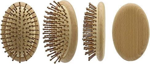 Hair Pig Brush, Wood Bristle Hair Brushs, No Handle Design, Easily put in Your Carry-on Cosmetic Bag, Round Wood Pins Anti-Static Protect Scalp and Hair， Mini Hair Brush in Saudi Arabia