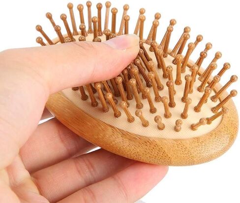 Hair Pig Brush, Wood Bristle Hair Brushs, No Handle Design, Easily put in Your Carry-on Cosmetic Bag, Round Wood Pins Anti-Static Protect Scalp and Hair， Mini Hair Brush in Saudi Arabia