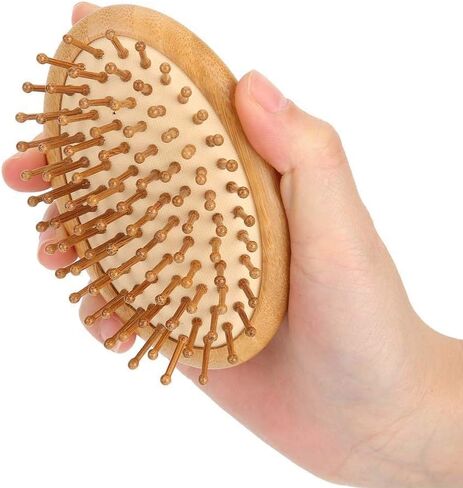 Hair Pig Brush, Wood Bristle Hair Brushs, No Handle Design, Easily put in Your Carry-on Cosmetic Bag, Round Wood Pins Anti-Static Protect Scalp and Hair， Mini Hair Brush in Saudi Arabia