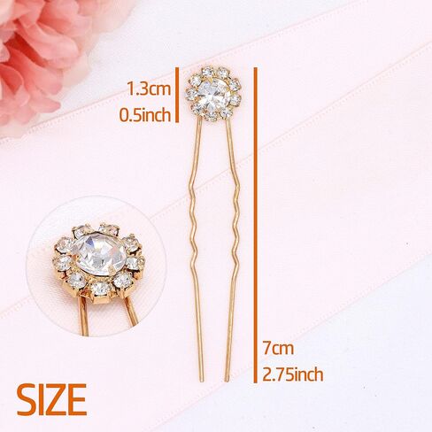 Ammei Crystal Bridal Hair Pins Clips Wedding Hair Accessories Hair Set Jewelry With Rhinestone For Brides and Bridesmaids Set Of 12 (AB Rose Gold) in Saudi Arabia