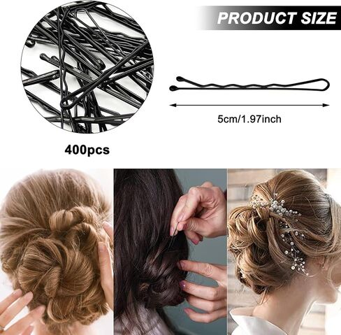 400 Pcs 2 Inch Hair Bobby Pins Black,Secure Hold Fine Hair Pins for Women,Invisible Wavy Hair Clips Bulk with Clear Boxes,Metal Hair Clips for All Hair Styling in Saudi Arabia
