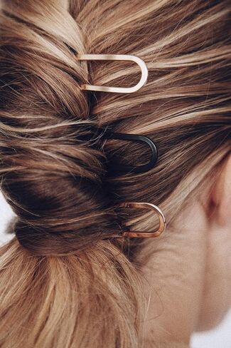 مجموعة دبابيس فرنسية من كريستين إيس مكونة من 2 - دبابيس شعر فرنسية على شكل حرف U للكعك والعقد وتسريحات شعر الزفاف والعقد العلوية - ذهبي in Kuwait