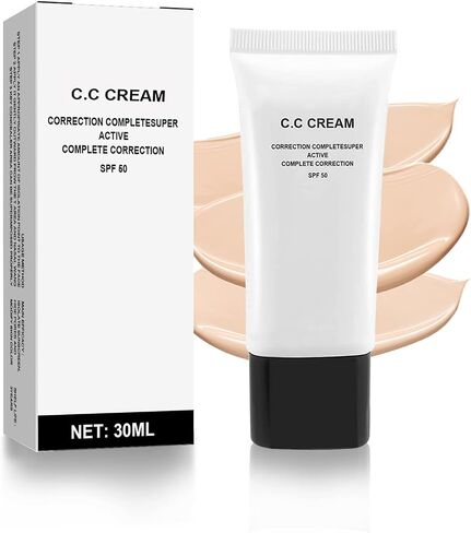 كريم ZHISHUDL لضبط لون البشرة، مرطب لتصحيح اللون، عامل حماية من الشمس SPF 50، ضبط ذاتي للبشرة الناضجة، مستحضرات برايمر قبل المكياج، كريم أساس CC لتفتيح لون البشرة - لون طبيعي in Kuwait