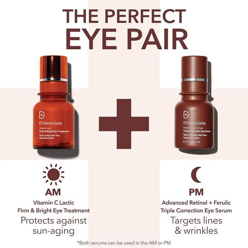 دكتور دينيس جروس ريتينول المتقدم + مصل تصحيح العين الثلاثي الفيروليك: بشرة مشدودة، تعزز الترطيب، تقلل مظهر التجاعيد والتجاعيد، 0.5 أونصة in Kuwait