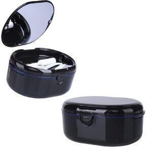 مجموعة أدوات طقم الأسنان حقيبة تثبيت محمولة مثالية للسفر، حاوية صندوق حمام طقم الأسنان، العناية بتنظيف أطقم الأسنان، واقي الفم مع مصفاة، أداة إزالة ومرآة (أرجواني) in Kuwait