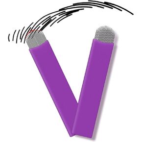 50 قطعة من Guapa 0.16 مم 12F شفرات إبر Microblading أرجوانية للاستعمال مرة واحدة، إبرة وشم يدوية للمكياج الدائم مع حلقة حبر صبغية للقلم اليدوي (0.16 مم 12F) in Kuwait