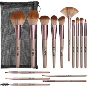 BS-MALL Makeup Brushes Premium Synthetic Foundation Powder Concealers Eye Shadows Makeup 15 Pcs Brush Set with Black Case in Kuwait