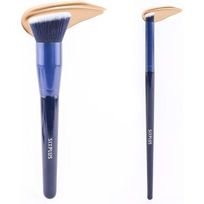 SIXPLUS 2 Pcs Black Makeup Brush Set Makeup Brushes for Bronzer, Blush, or Highlighter with Black Dry & Wet Use Makeup Blender Sponge for Powder Cream or Liquid Application, Set of 3