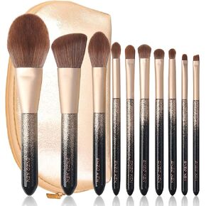 Natural Hair Makeup Brush Set Professional, Sable Makeup Brushes Set with Case by Luxury ENZO KEN, Natural Hair Brushes Makeup Set, Glitter Make up Brushes Set Professional, Natural Makeup Brushes, Natural Bristle Makeup Brushes.
