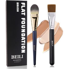 BEILI Flat Foundation Brush Set for Liquid Mask Concealer Makeup Flat Foundation Makeup Brushes for Liquid Cream Foundation Powder Buffing Blending Premium Face Makeup Brushes (BP95)