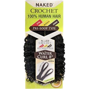 Naked Human Hair Crochet Braids Pre-Loop Type Water Curl 8" (NATURAL) (4-PACK, NATURAL) in Saudi Arabia