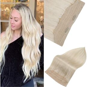 Human Hair Extensions 70g Wire Hair Extensions Ombre Chocolate Brown with Honey Blonde Balayage 12In Real Wire Hair Extensions Flip in Invisible Hairpiece Secret Fish Extensions