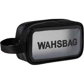 حقيبة أدوات الزينة الشفافة المحمولة للسفر، حقيبة تنظيم مكياج الحمام، حقيبة غسيل للرجال والنساء، حقائب مستحضرات التجميل المقاومة للماء لتخزين مستحضرات التجميل والسوائل والكريمات ومستحضرات التجميل والفرش، باللون الأسود in Kuwait