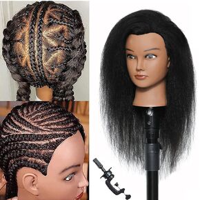 Mannequin Head with Human Hair 100% Real Hair Manikin Cosmetology Doll Head Hairdresser Practice Styling Training Head with Free Clamp Holder (14inch-D3)