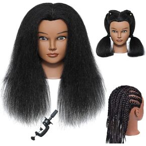Mannequin Head with Human Hair 100% Real Hair Manikin Cosmetology Doll Head Hairdresser Practice Styling Training Head with Free Clamp Holder (14inch-D3) in Saudi Arabia