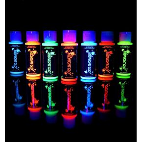 مجموعة طلاء الوجه والجسم ميدنايت جلو UV Neon Face & Body Paint (7 زجاجات 59.6 مل لكل منهما) طلاء فلوري تفاعليٍ بلون أسود فاتح - آمن، يغسل على البشرة، غير سام in Kuwait