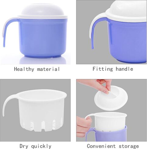 طقم الأسنان كأس مربع الحمام، حقيبة حمام طقم الأسنان مع مصفية، حافظة طقم أسنان قوية وكبيرة السعة، تستخدم لنقع أطقم الأسنان in Kuwait