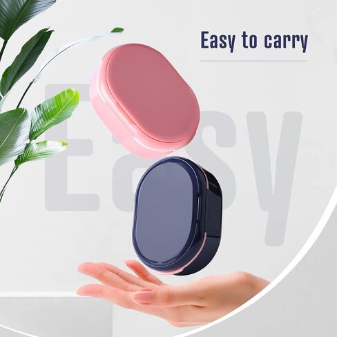 مجموعة أدوات طقم الأسنان حقيبة تثبيت محمولة مثالية للسفر، حاوية صندوق حمام طقم الأسنان، العناية بتنظيف أطقم الأسنان، واقي الفم مع مصفاة، أداة إزالة ومرآة (أرجواني) in Kuwait