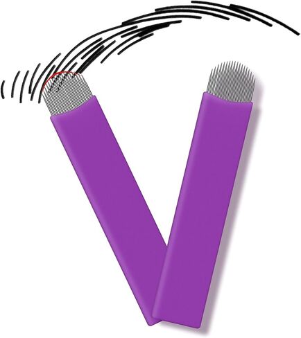 50 قطعة من Guapa 0.16 مم 12F شفرات إبر Microblading أرجوانية للاستعمال مرة واحدة، إبرة وشم يدوية للمكياج الدائم مع حلقة حبر صبغية للقلم اليدوي (0.16 مم 12F) in Kuwait