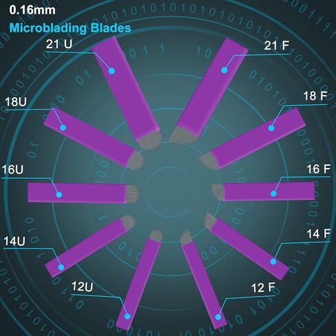 50 قطعة من Guapa 0.16 مم 12F شفرات إبر Microblading أرجوانية للاستعمال مرة واحدة، إبرة وشم يدوية للمكياج الدائم مع حلقة حبر صبغية للقلم اليدوي (0.16 مم 12F) in Kuwait