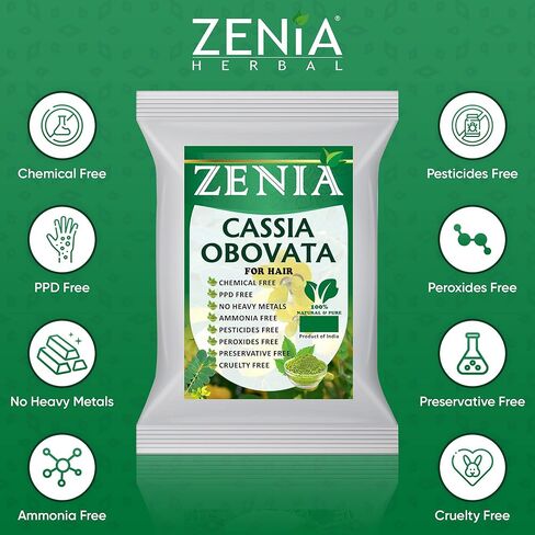 مسحوق الحناء النقي المحايد 100% من زينيا (كاسيا أوبوفاتا) | 500 جرام (17.63 أونصة) | الحناء عديمة اللون للشعر | بلسم طبيعي للشعر | لشعر حريري وناعم ولامع in Kuwait
