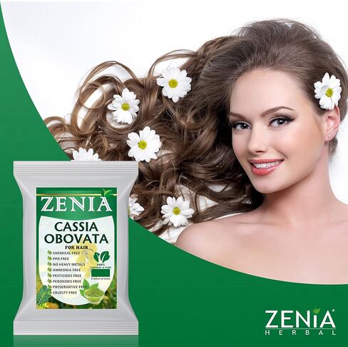 مسحوق الحناء النقي المحايد 100% من زينيا (كاسيا أوبوفاتا) | 500 جرام (17.63 أونصة) | الحناء عديمة اللون للشعر | بلسم طبيعي للشعر | لشعر حريري وناعم ولامع in Kuwait