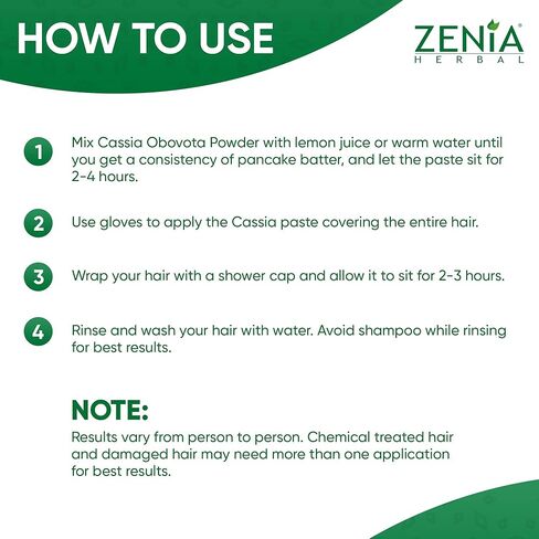 مسحوق الحناء النقي المحايد 100% من زينيا (كاسيا أوبوفاتا) | 500 جرام (17.63 أونصة) | الحناء عديمة اللون للشعر | بلسم طبيعي للشعر | لشعر حريري وناعم ولامع in Kuwait