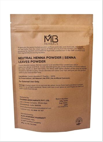 MB Herbals Neutral Henna Powder 227g | Half Pound | Senna Powder | Cassia obovata | Colorless Henna | Natural Hair Conditioner | For Soft Shiny & Healthy Hair in Saudi Arabia