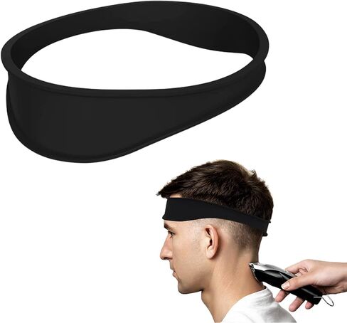 قالب حلاقة خط العنق ودليل تشذيب الشعر، شريط حلاقة من السيليكون المنحني DIY لتشذيب الشعر المنزلي بنفسك وتقطيعه للبالغين، دليل التلاشي والتفتق لنظام القص الذاتي (أسود) in Saudi Arabia