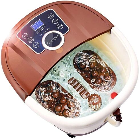 Foot Bath Spa Massager with Heat Bubbles,Pedicure Spa Soaker 16 Motorized Shiatsu Roller Massage Feet, Frequency Conversion, Adjustable Time & Temperature, LED Display Touch-Key in Saudi Arabia