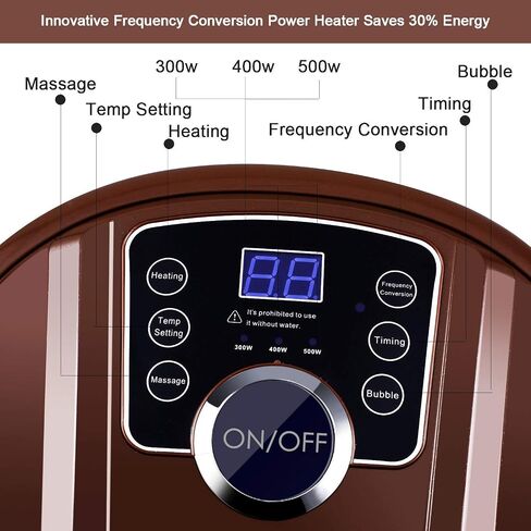 Foot Bath Spa Massager with Heat Bubbles,Pedicure Spa Soaker 16 Motorized Shiatsu Roller Massage Feet, Frequency Conversion, Adjustable Time & Temperature, LED Display Touch-Key in Saudi Arabia