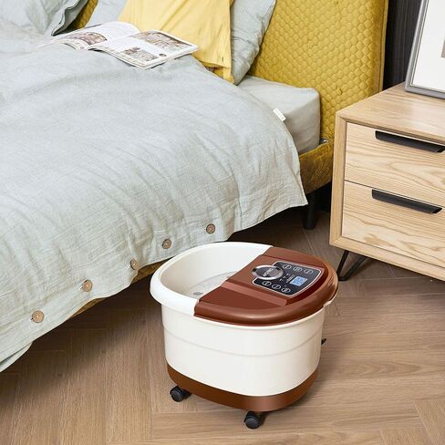 Foot Bath Spa Massager with Heat Bubbles,Pedicure Spa Soaker 16 Motorized Shiatsu Roller Massage Feet, Frequency Conversion, Adjustable Time & Temperature, LED Display Touch-Key in Saudi Arabia
