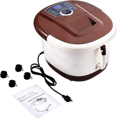 Foot Bath Spa Massager with Heat Bubbles,Pedicure Spa Soaker 16 Motorized Shiatsu Roller Massage Feet, Frequency Conversion, Adjustable Time & Temperature, LED Display Touch-Key in Saudi Arabia