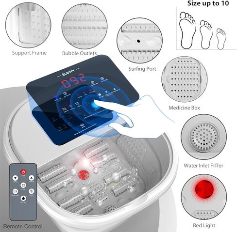 BLEOTY سبا القدم للنساء، سبا حمام القدم قابل للطي مع الحرارة والتدليك، حوض نقع القدم مع تعقيم الأوزون، التحكم في درجة الحرارة، التوقيت، ملح إبسوم اللافندر وحقيبة حمام القدم العشبية، هدايا للأم in Kuwait